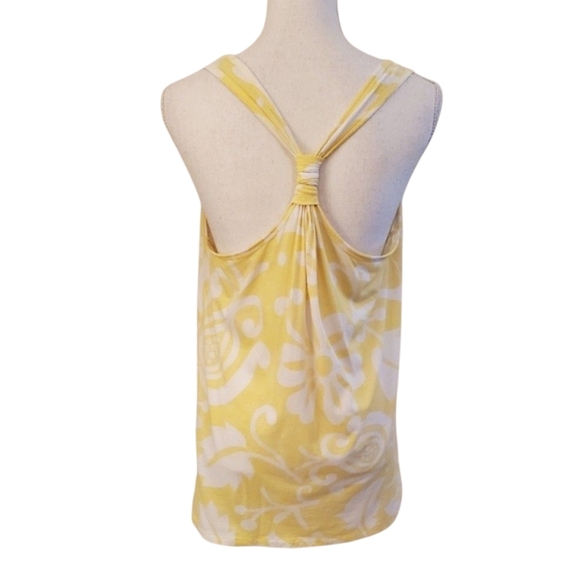 Old Navy Yellow and White Floral Sleeveless Racerback Round Neck Tank Top Size L - Picture 4 of 5
